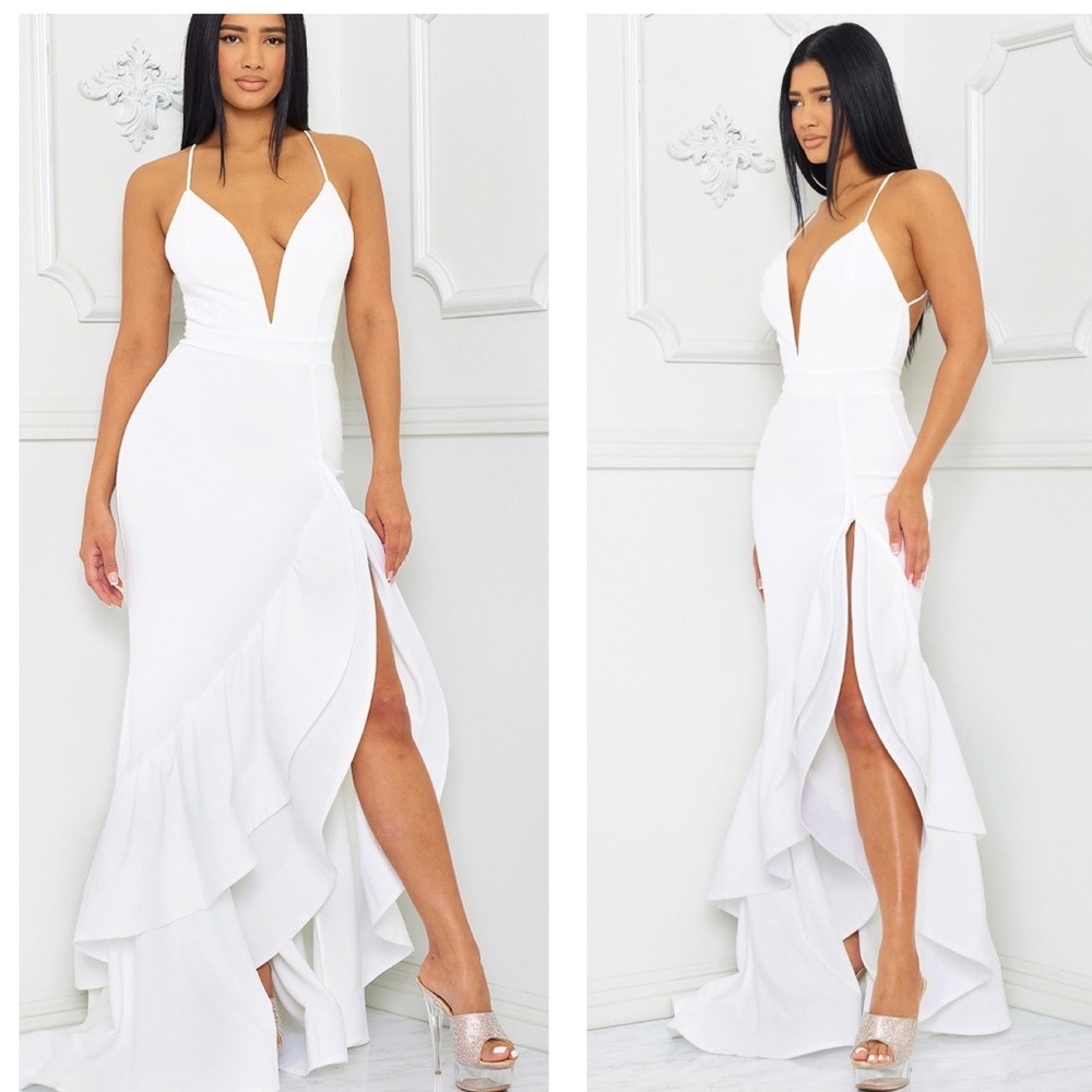 White Spaghetti Strap Floor Length Dress NWT